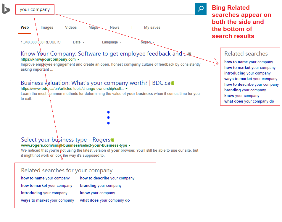 bing related searches