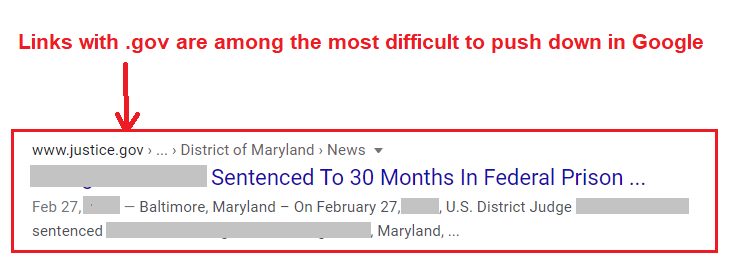 push down .gov links in google - affordable reputation management
