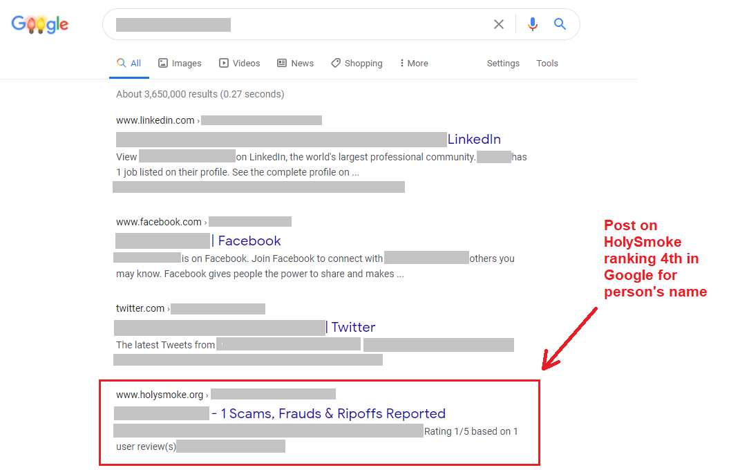 holysmoke ranking in google