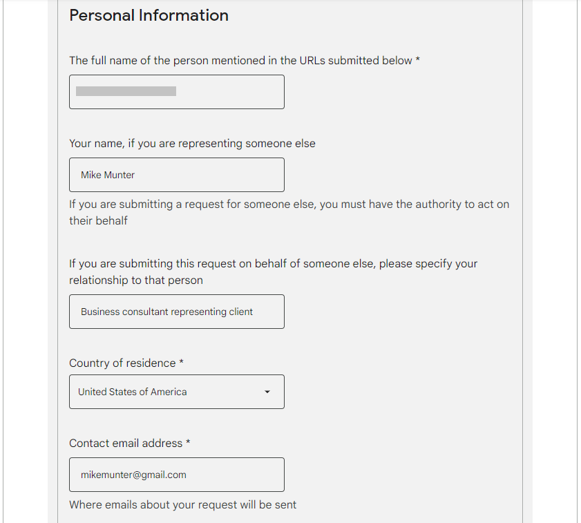 personal information