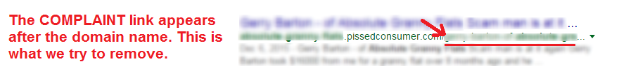example of pissedconsumer link BEFORE removal - complaint link