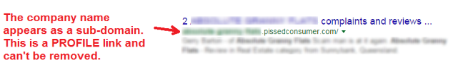 example of pissedconsumer link BEFORE removal - profile link