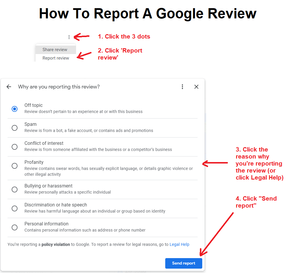 how to report a google review