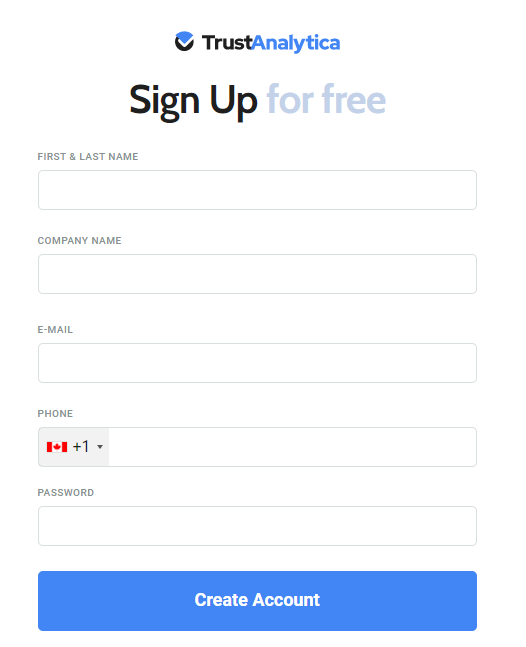 trust analytica signup page