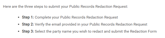 unicourt steps to complete public records redaction request