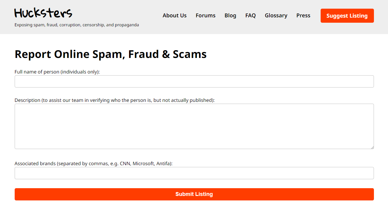 hucksters.net suggest listing