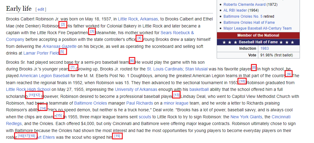 brooks robinson early life wikipedia