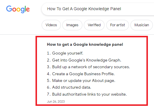 how to get a google knowledge panel - wont work