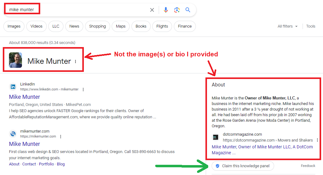 mike munter google knowledge panel version 1