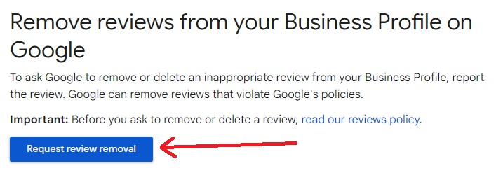 request review removal from google business profile manager