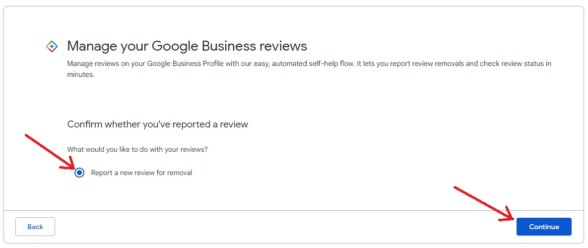 confirm to report google review