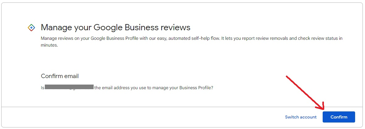 confirm email account to report google review