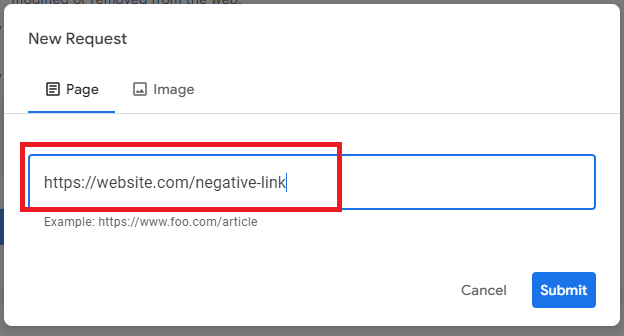 negative link to be removed