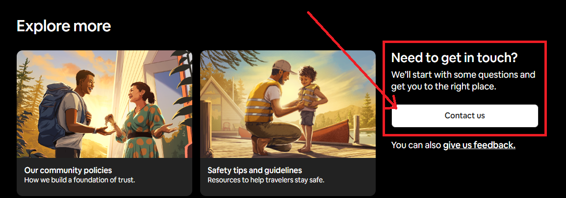 airbnb help center contact us