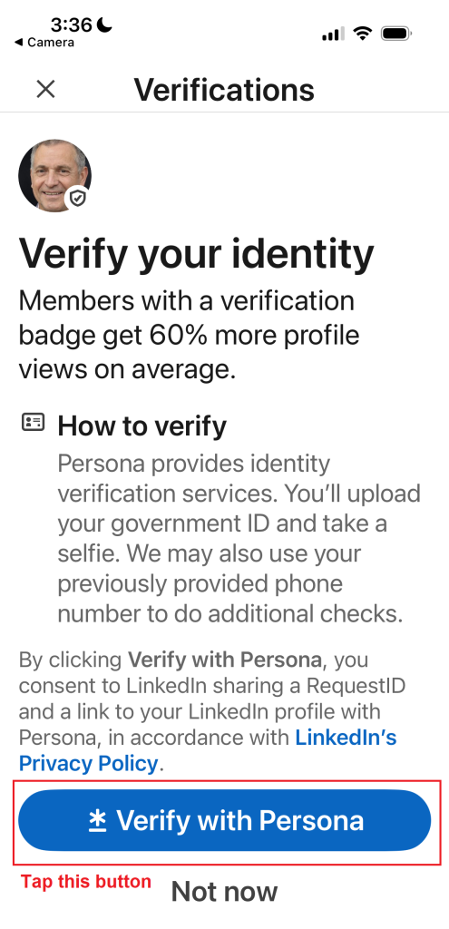 Verify linkedin with persona