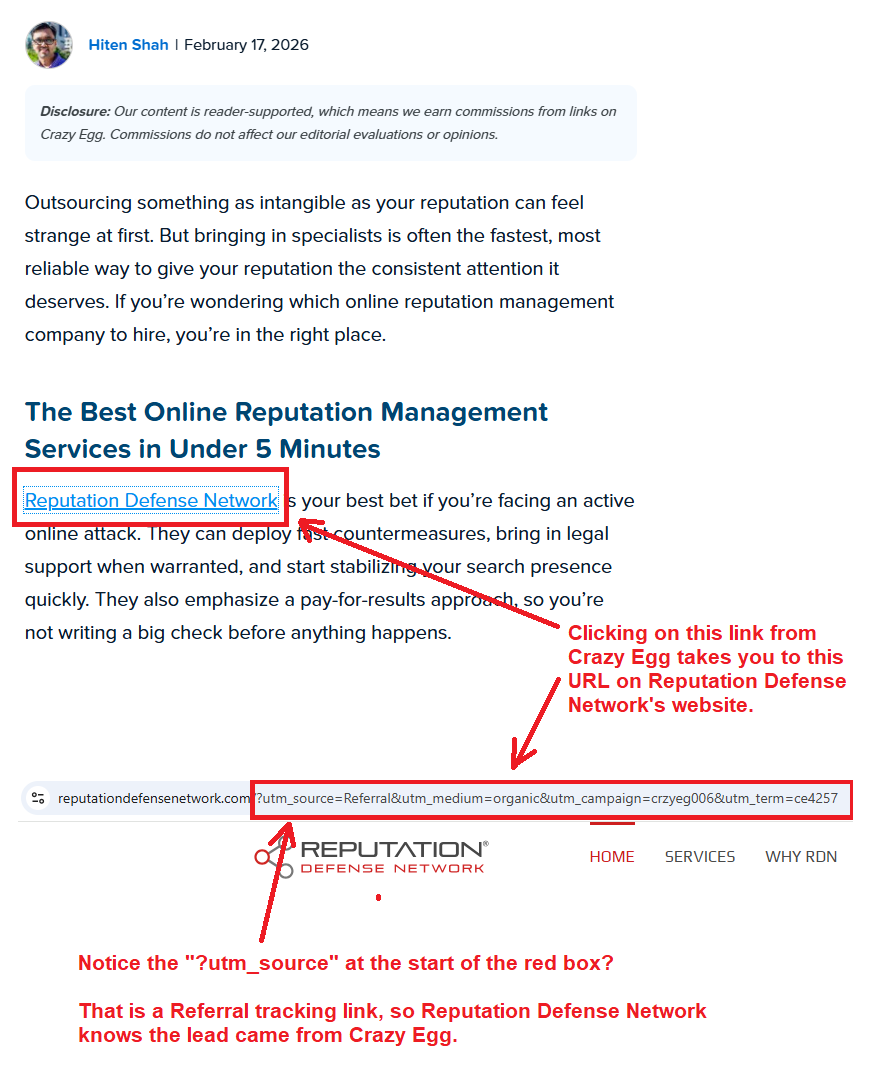 affiliate link from crazy egg