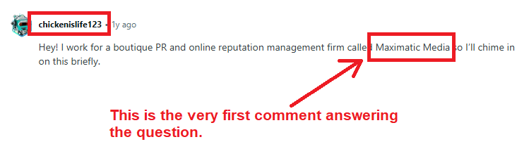 reddit post answers best reputation management question