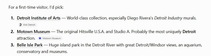 top 3 tourist spots detroit - aug 2026