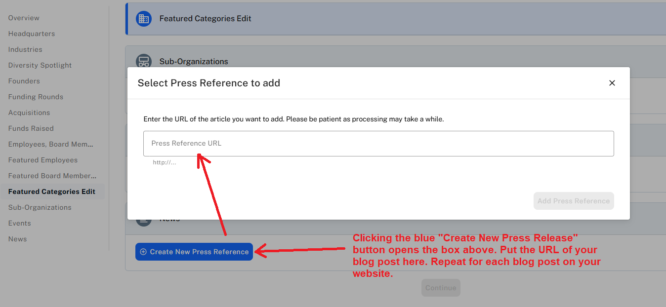 add blog post links to organization on crunchbase