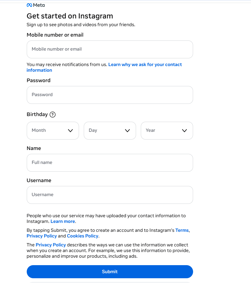 get started on instagram