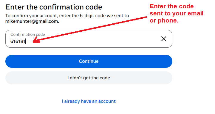 instagram confirmation code
